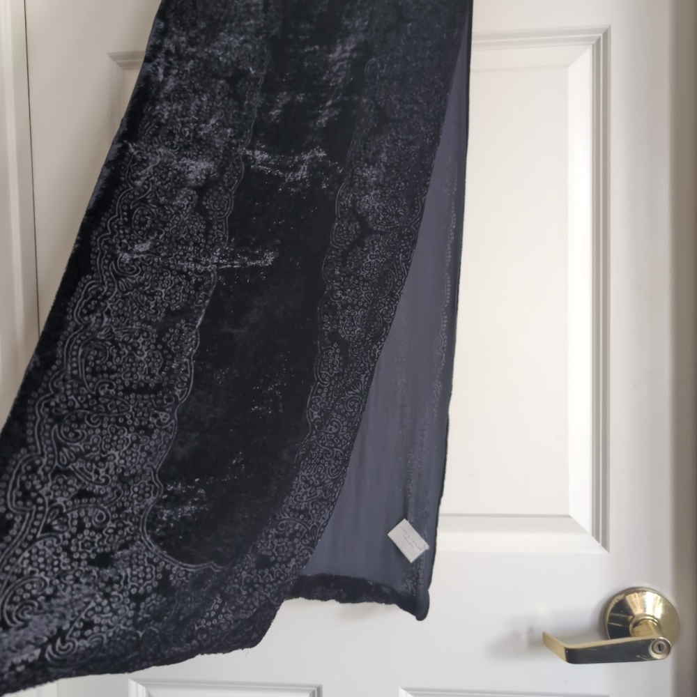 Black ornate paisley crushed velvet and mesh burnout whimsigoth scarf